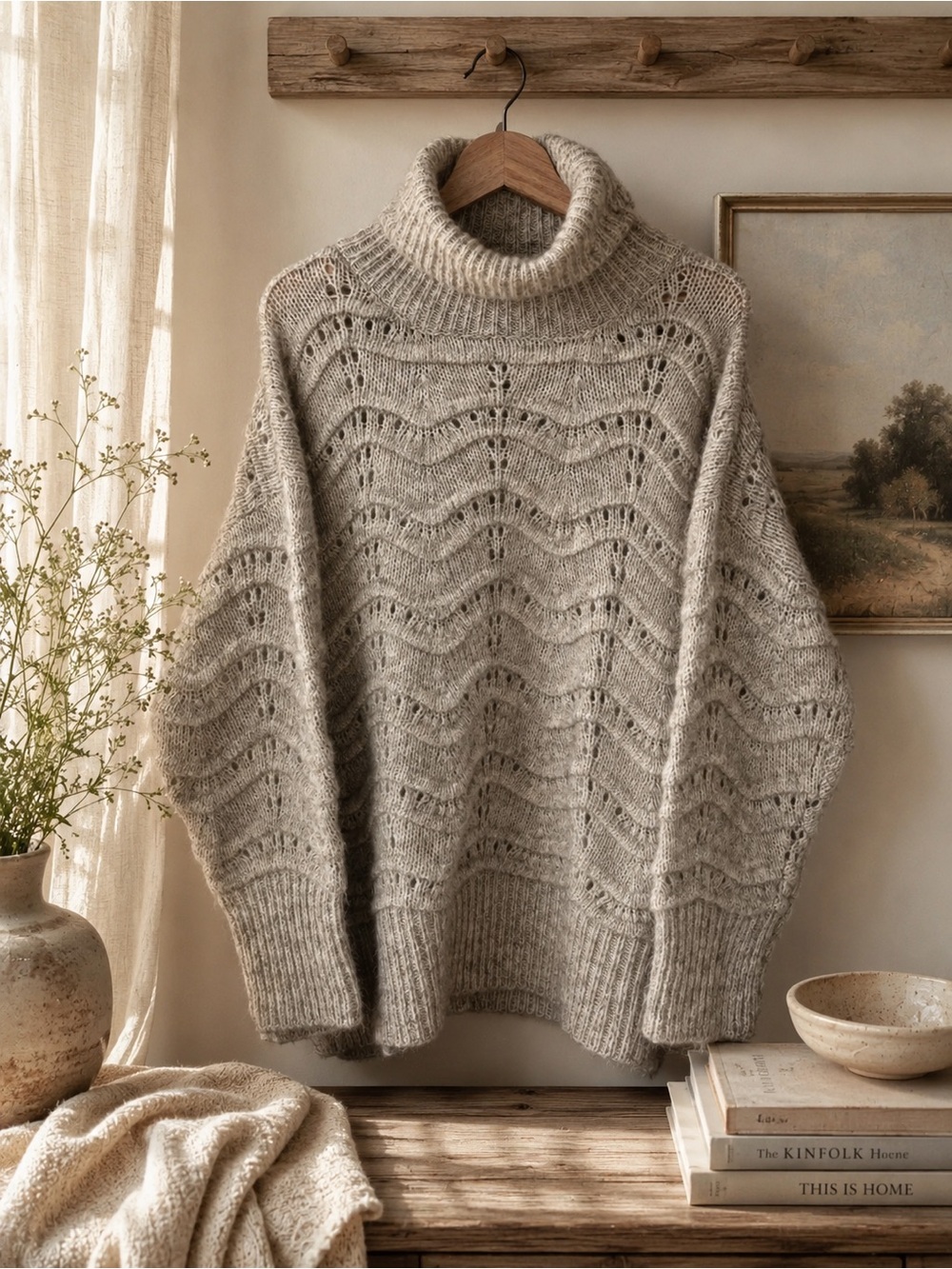 FRNCH Paris M/L Chunky Turtleneck Pointelle Sweater | Quiet Luxury Cottagecore